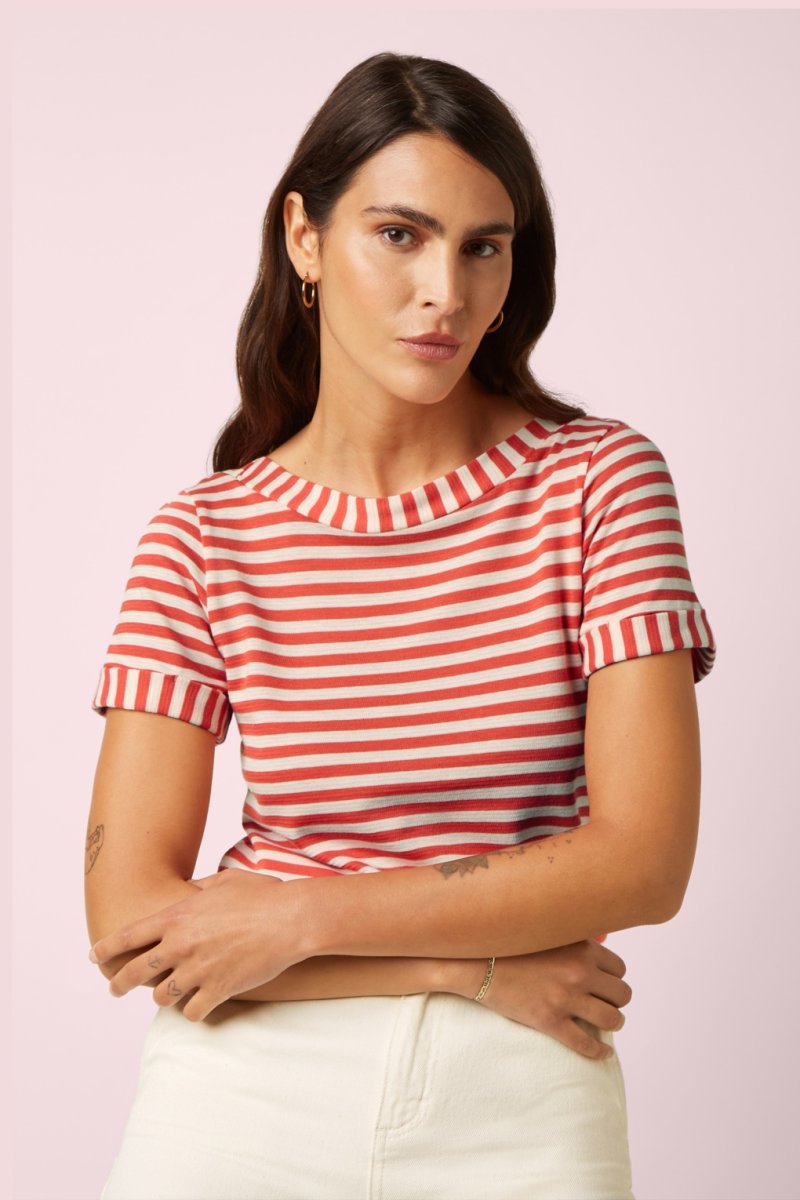 Boatneck Chopito Gestreiftes Oberteil in Summer Fig