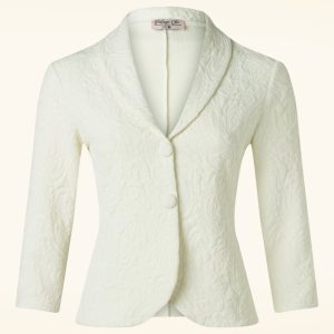 Exklusiv bei Topvintage ~ Beatrice Jacquard Blazer in Creme