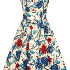 Hearts & Roses London A-Linien-Kleid Elowen Floral Swing Dress Retro Vintage Fit-N-Flare 50er