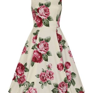 Hearts & Roses London A-Linien-Kleid Frances Floral Retro Vintage Rosen 50er