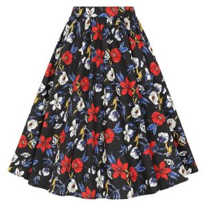 Hearts & Roses London A-Linien-Rock Milly Floral Blumen Vintage Rockabilly Retro 50s