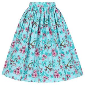 Hell Bunny A-Linien-Rock Louella Kirschblüten Retro Vintage Swing Skirt