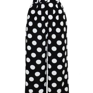 Hell Bunny Stoffhose Dolores Cropped Trousers Polka Dot 50s 60s Vintage Retro Wide Leg