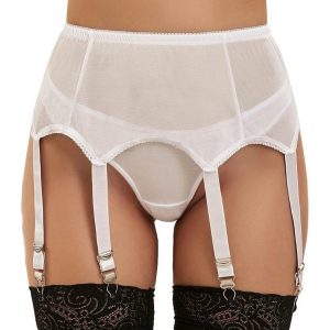 Lau-Fashion Strapsgürtel Strumpfhalter Unterwäsche Dessous Hüfthalter Strapse String Tanga S/XL