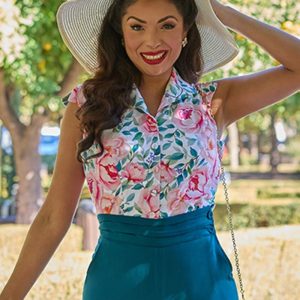 Nesrine Pia Bluse in Pink Roses
